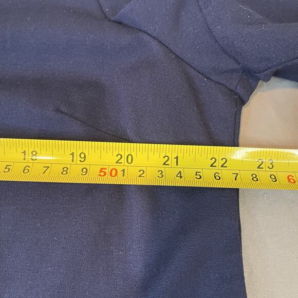 Chicos Shirt Dress Womens 3 Dark Blue Short Ruffle Sleeves Stretch Knee Length - Picture 5 of 8